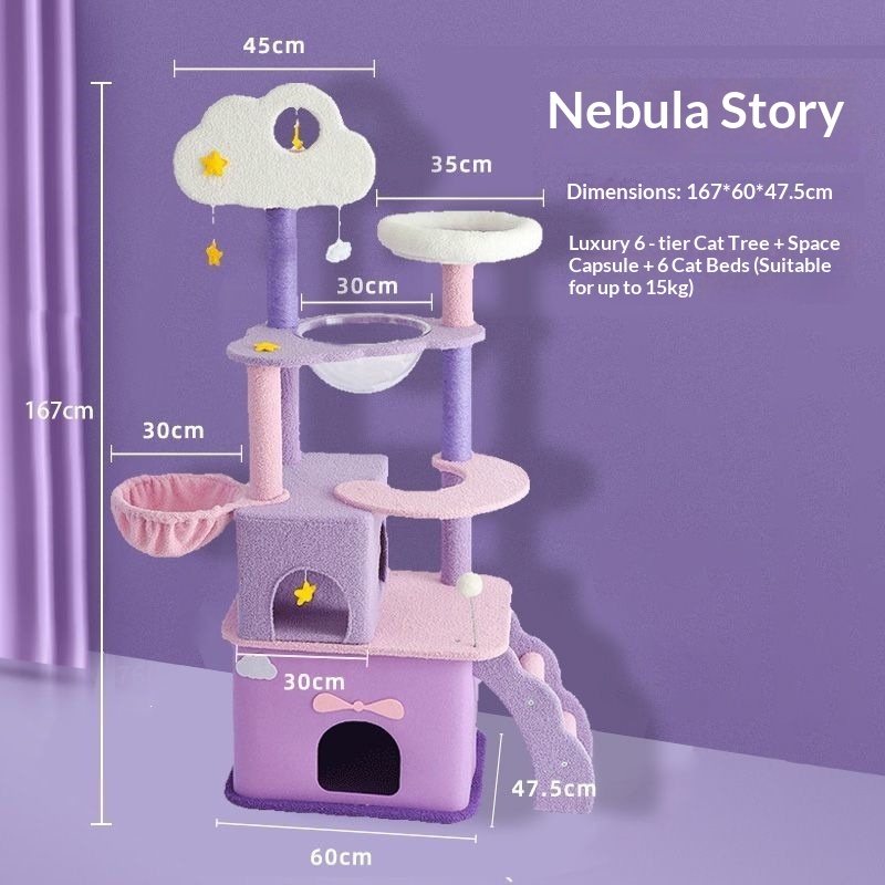 amplificador de cama para gatos-cuentos de nebulosas-cápsula espacial de seis niveles-cinco camas