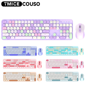 Cute Pink 104 Keys Full-Sized Typewriter Round Keycap Colorful <strong>Keyboards</strong> <strong>Computer</strong> Laptop Desktop Wireless <strong>Keyboard</strong> and Mouse