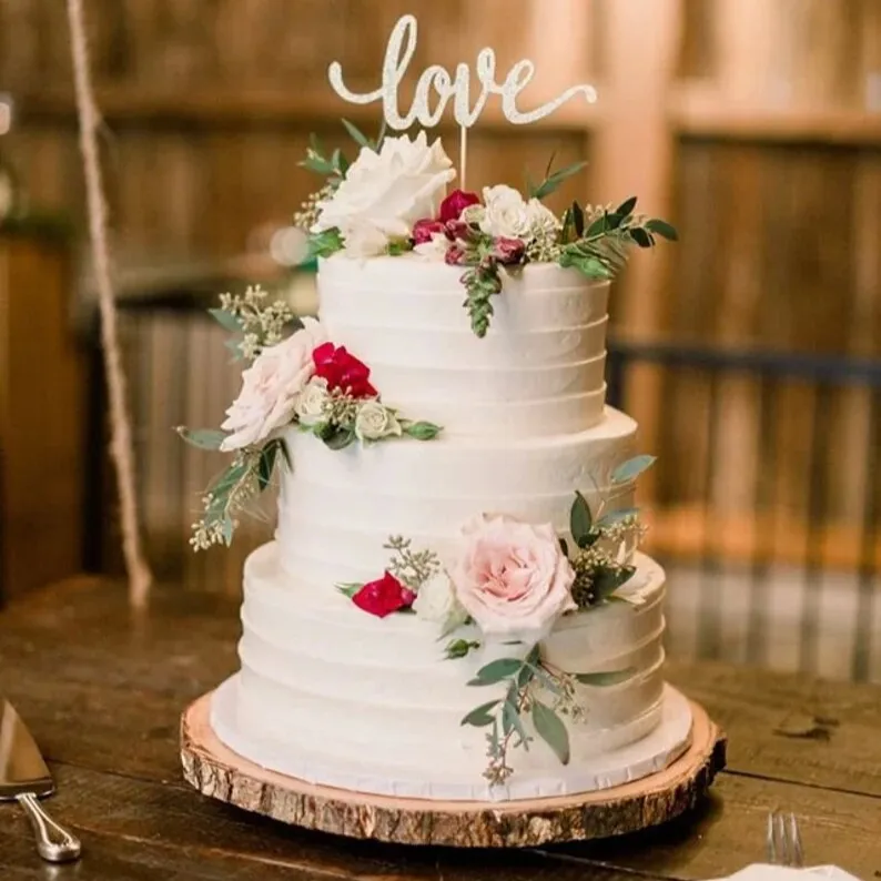 Décoration de gâteau en papier motif amour, Design personnalisé, décoration de gâteau à paillettes pour décoration de gâteau de mariage et d'anniversaire