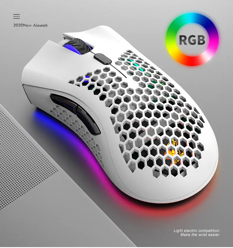 Optik içi boş fareler gamer 2.4GHz RGB kablosuz oyun faresi