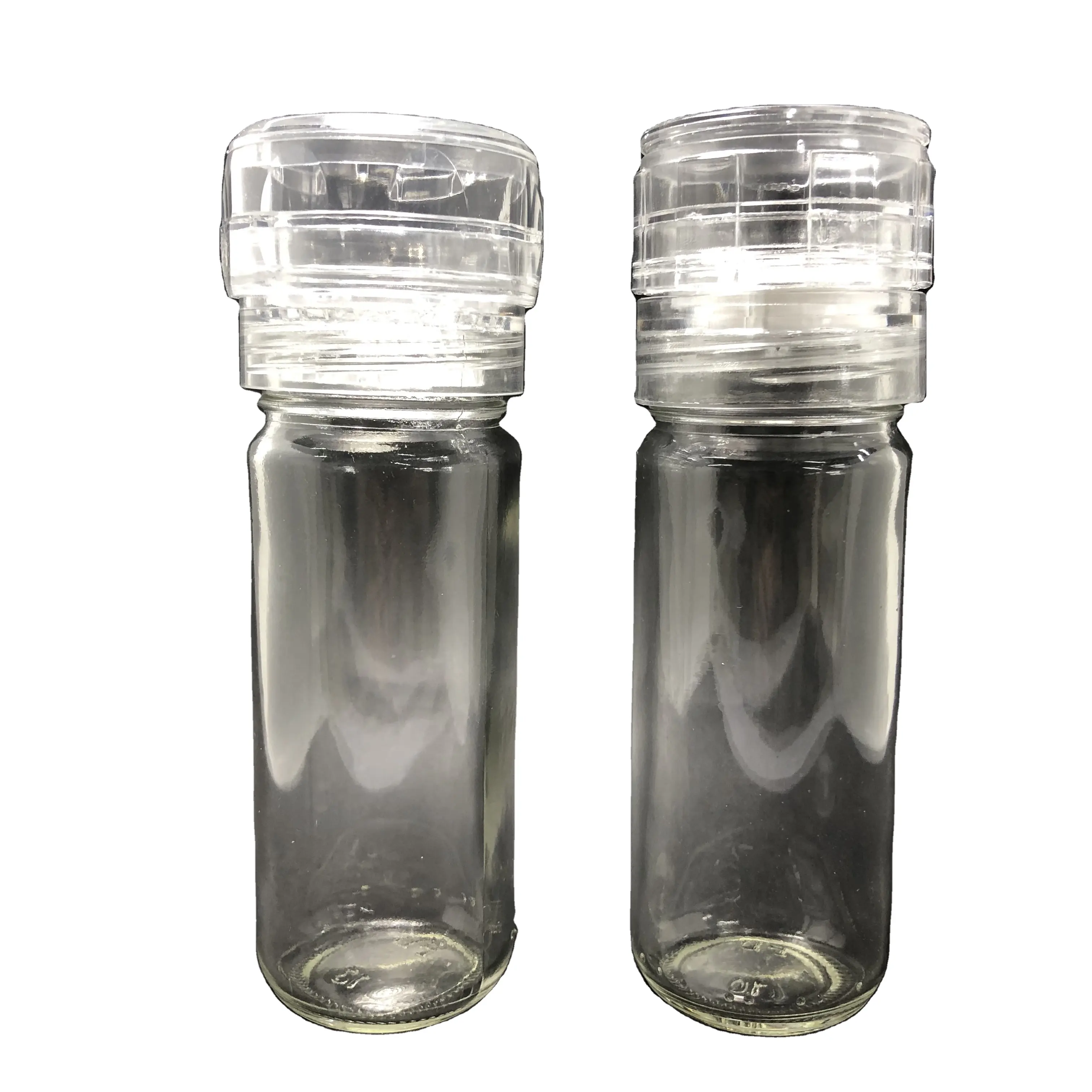 Botella acrílica de sal y pimienta transparente, trituradora de especias de plástico, 100ml