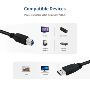 แจ็กเก็ตไมโคร USB 3.0 BM สำหรับเครื่องพิมพ์ชนิด B ตัวผู้ต่อขยายสายเคเบิล PVC พร้อมที่ป้องกันการถักเปียสำหรับใช้คอมพิวเตอร์ - Product Image 3