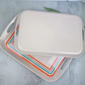 批发牢不可破印花三聚氰胺塑料托盘带手柄装饰托盘套装 - Product Image 4