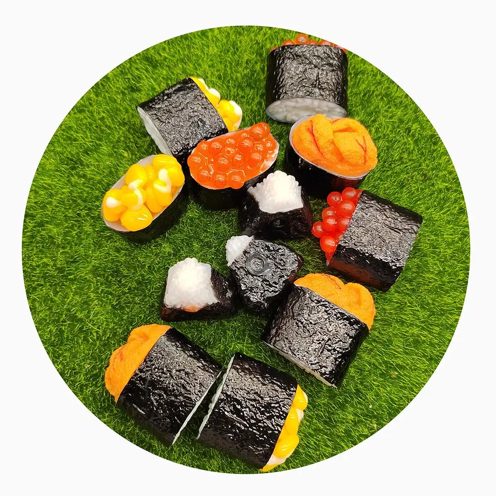 Simulação Peixe Roe Sushi Modelo PVC Comida Japonesa Comida Janela Exibição Fotografia Props Decoração Realista Resina Ornamento