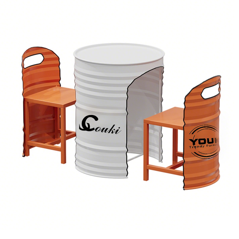 One table and two chairs