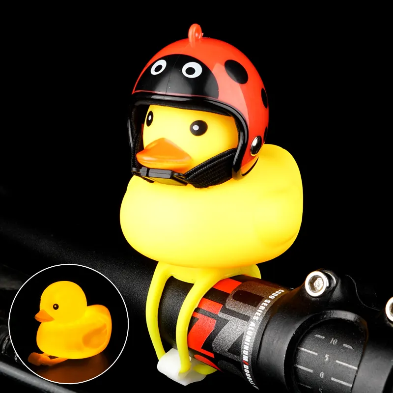Bicycle Warning Light Cartoon Duck With Helmet Yellow Duckling Shape Bicycle Bell Children's Bicycle Equipment Accessories