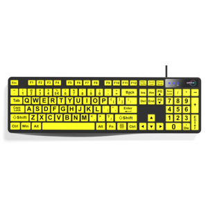Teclado de ordenador de impresión grande con cable USB, Letra de impresión grande con teclas amarillas, Contraste alto, fácil de usar - Product Image 1