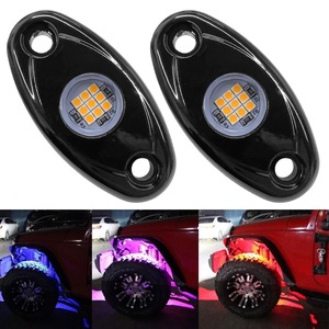 4 bakla <span class=keywords><strong>LED</strong></span> kaya işıkları Amber sarı <span class=keywords><strong>LED</strong></span> Neon Underglow işık araba kamyon ATV UTV SUV tekne gövde altı Glow Trail Rig için lamba