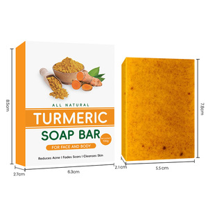 Zerdeçal kojik asit kızdırma sabunu koyu nokta bile cilt tonu pürüzsüz cilt derin temizlik el yapımı sabun - Product Image 3