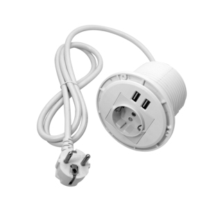 Round Embedded Hidden European Standard Desktop <strong>Socket</strong> USB Desk Power Outlet - Product Image 1