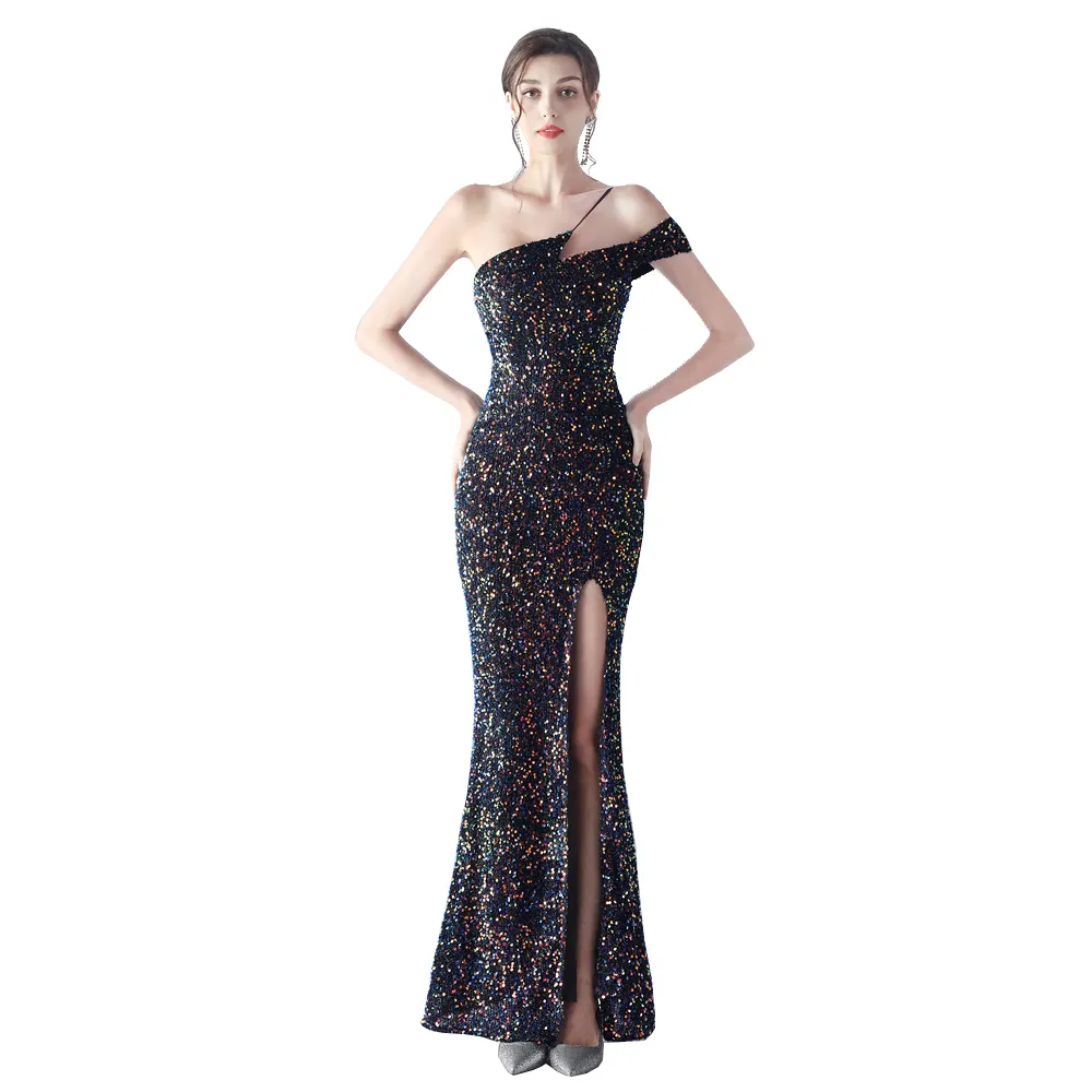 Красивое вечернее платье с блестками элегантное женское длинное вечернее платье облегающее длинное платье