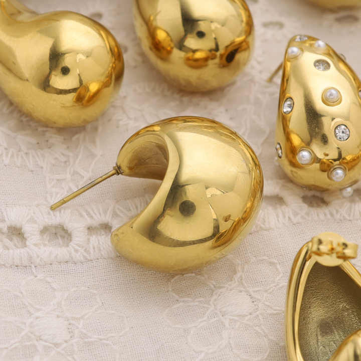 Wholesale Advanced Design 18K PVD Gold Plated Stainless Steel Water Drop Stud Earrings Fashionable Drop Earrings