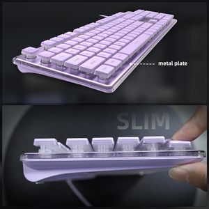 104-Key RGB Purple Gaming <strong>Keyboard</strong> <strong>Mouse</strong> <strong>Combo</strong> 6-Speed Pudding Keycaps Silent for PC Mac Windows Office <strong>Computer</strong>/Laptop - Product Image 5