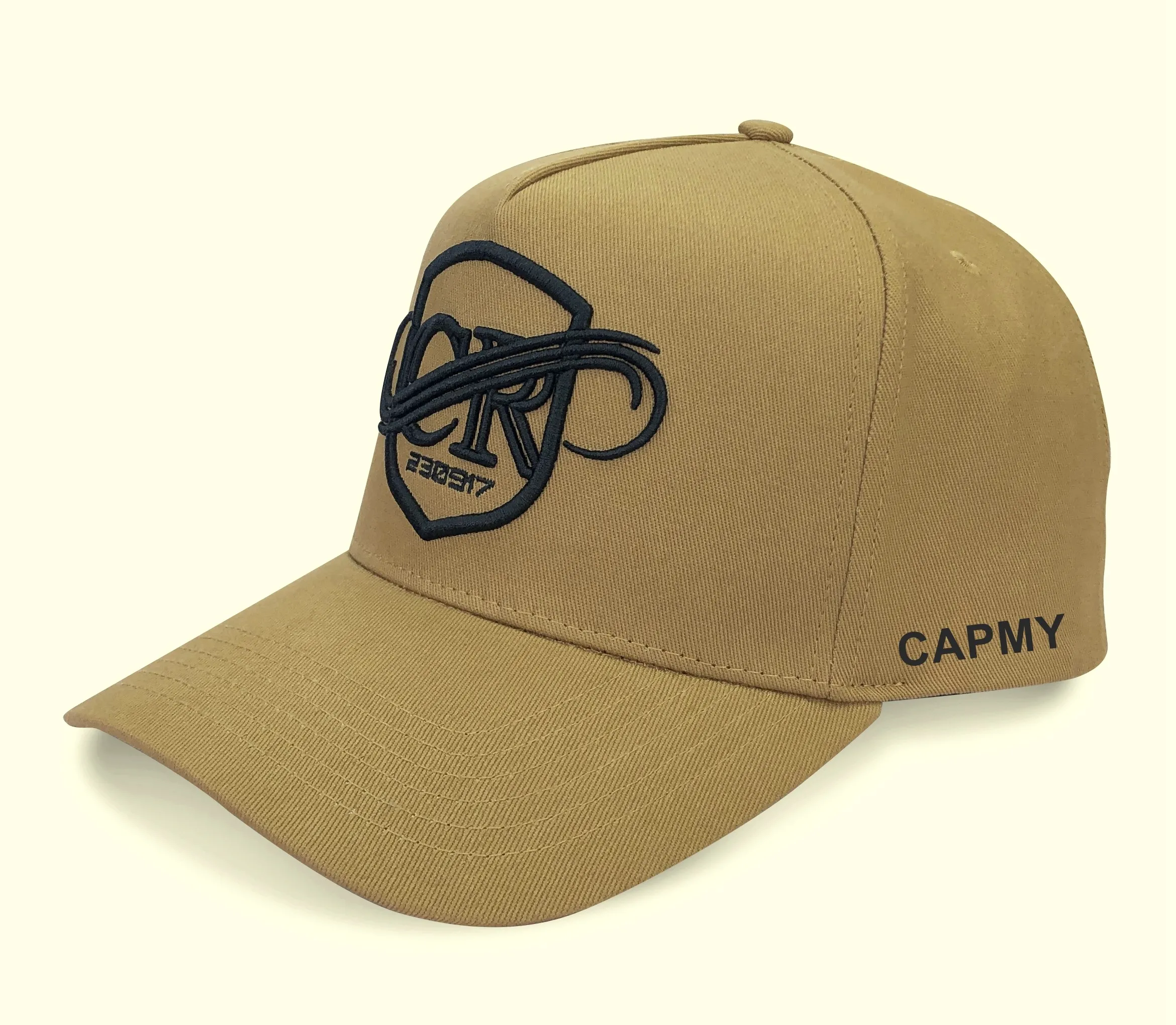 Custom ized Cotton Brown 5 Panel A Rahmen Baseball Cap für Männer, Outdoor High Quality Fit Stickerei Custom Baseball Caps Hüte