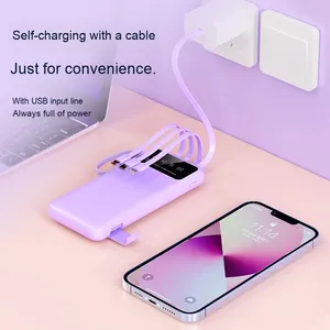 High Capacity 20000 Mah Mini <strong>Power</strong> <strong>Bank</strong> Portable with Type-C <strong>Input</strong> &amp; 10W <strong>Output</strong> Built-in Charger Made of Plastic - Product Image 3