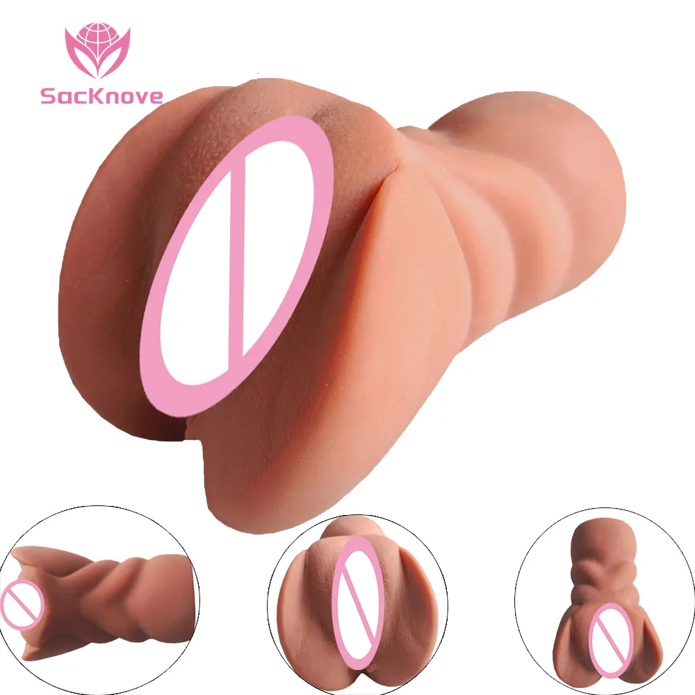 SacKnove 2 en 1 moda Mini goma 3D Vagina Artificial coño Anal Butt masturbador taza de masturbación masculina juguetes sexuales para hombres