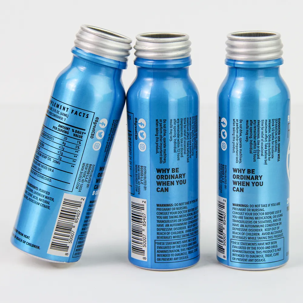 Newest design wholesale 250ml screw top energy drink bottle aluminum for juice