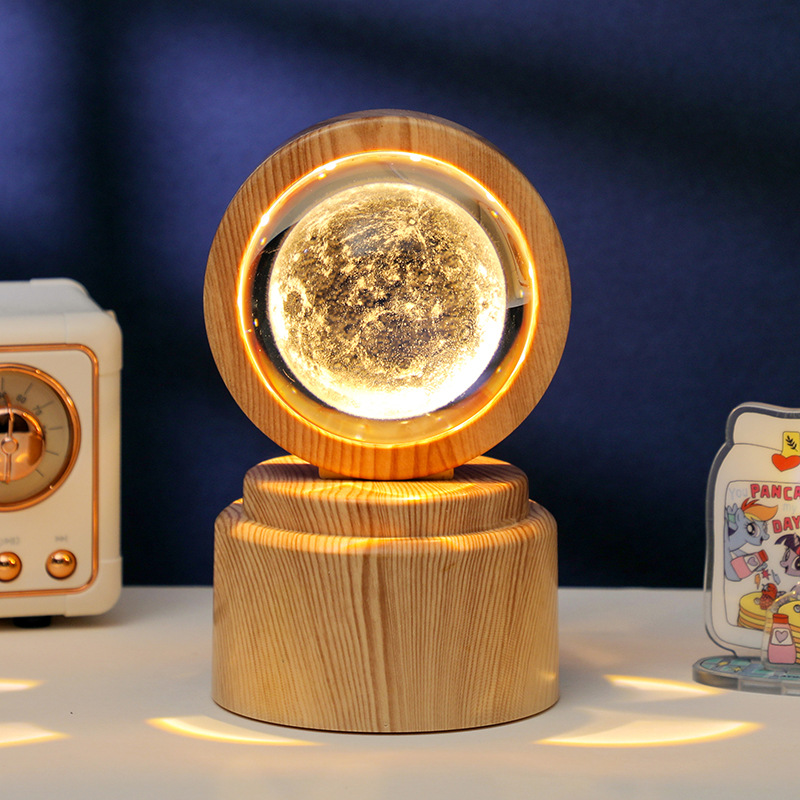 Base en bois naturel + lune