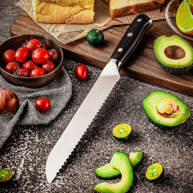 Cuchillo para pan negro de 8''