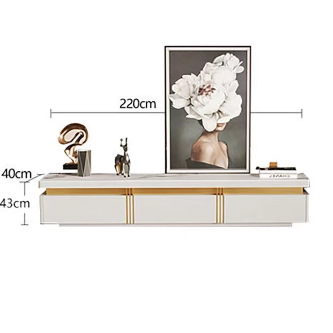 Meuble TV Carrara Tower 220*40*42