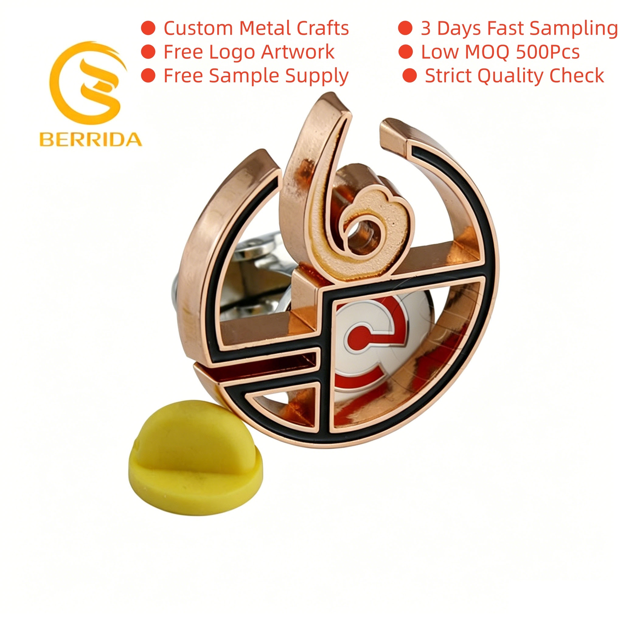 Broche de esmalte redondo con pedrería