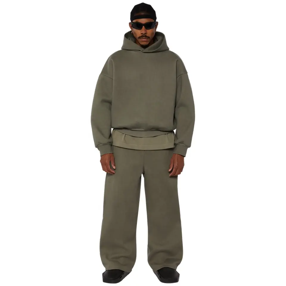 oem custom 100% cotton men hoodie sportswear tracksuit high quality manufacturer flared sweatpants and hoodie set men