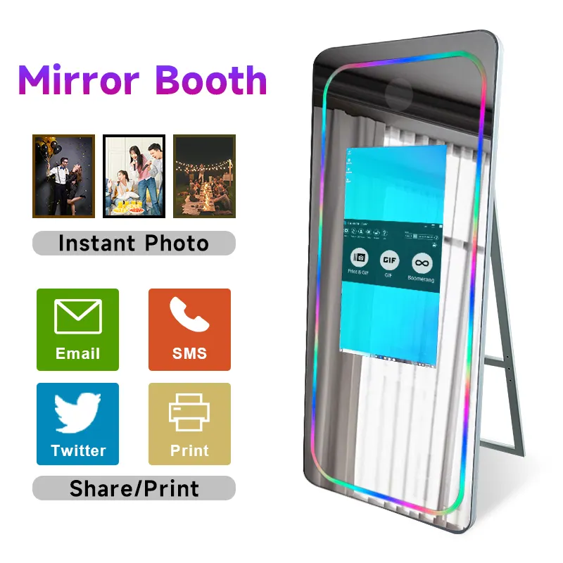 Cabina fotografica da 32 pollici dslr selfie station specchio photobooth cornice a led 70 cabina fotografica istantanea chiosco display digitale stampa immagini