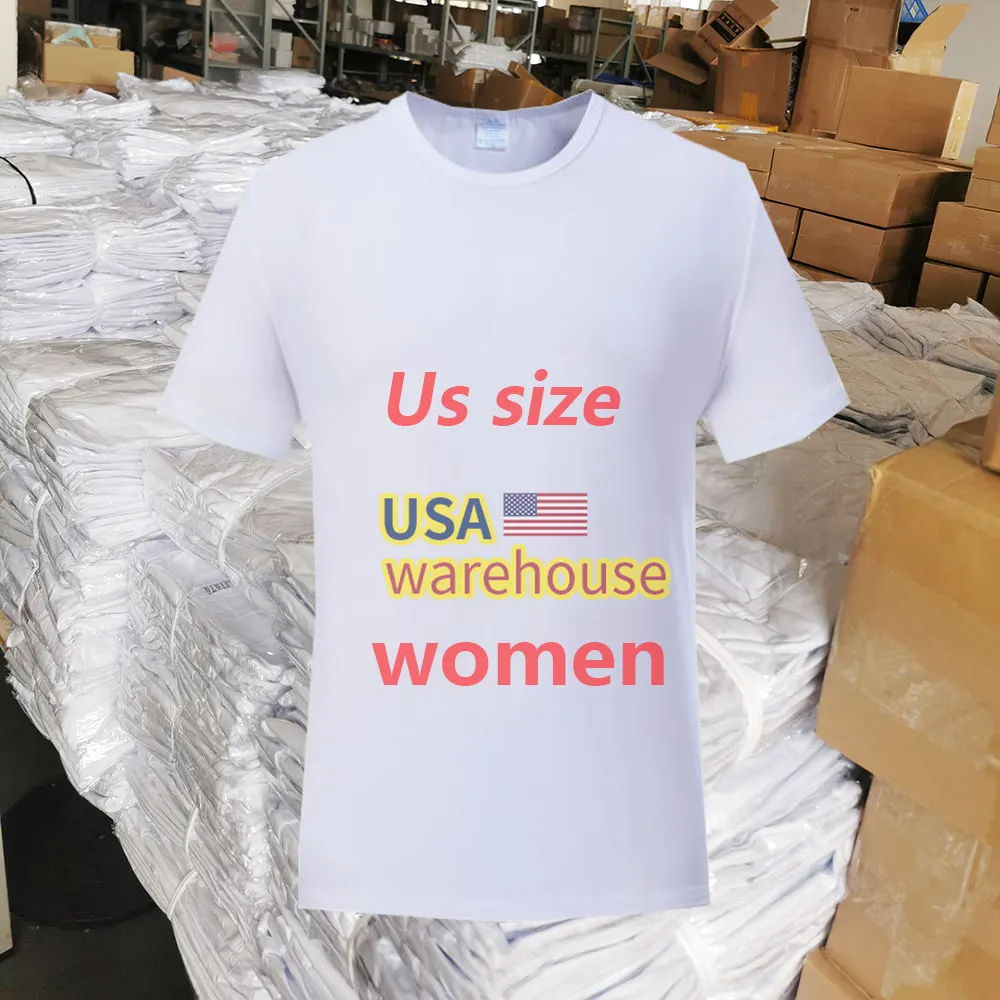 Chemises de sublimation 100polyester us entrepôt en gros blanc polyester coton sensation femmes t-shirts pour sublimation t-shirts