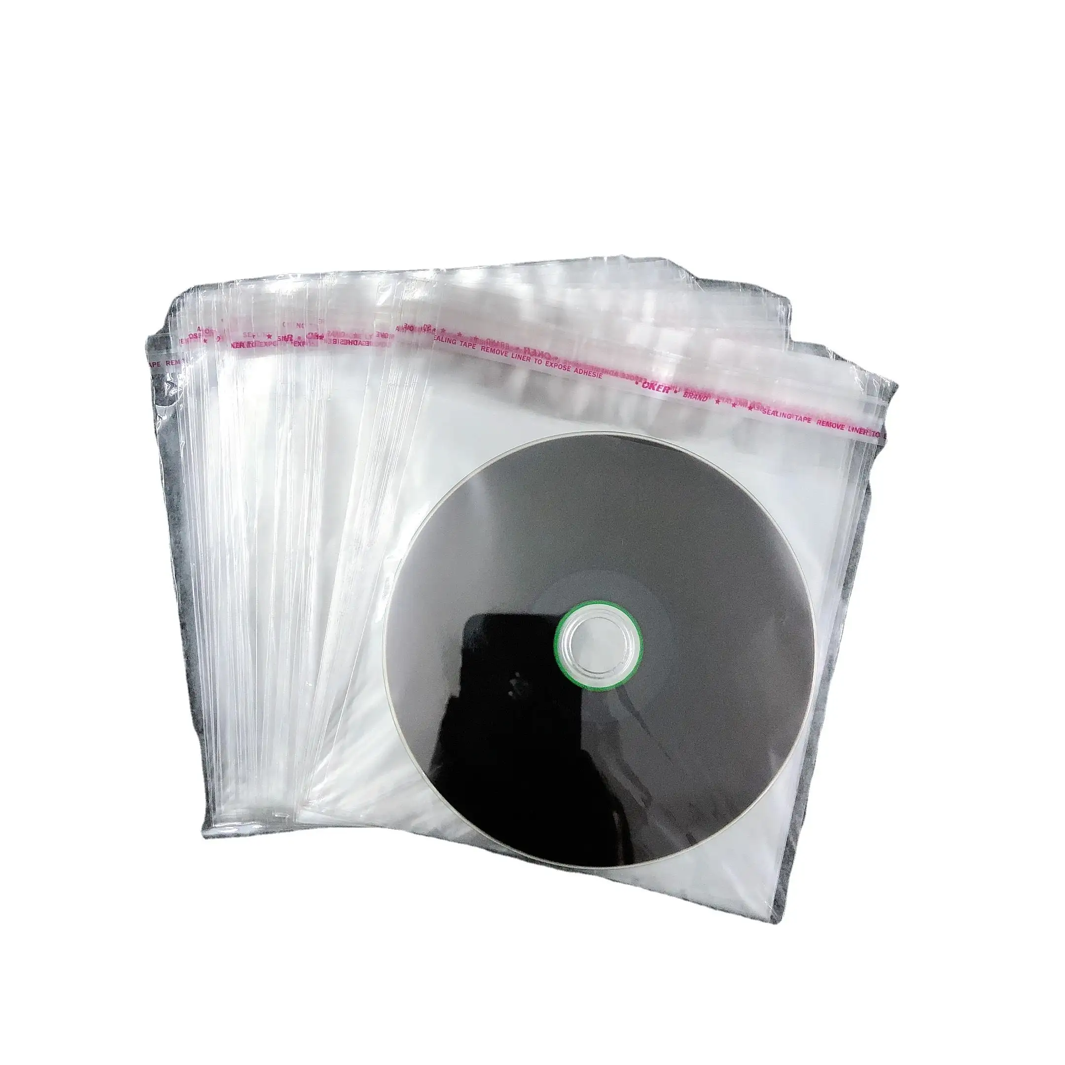 Trasparente PP plastica cd maniche manica pvc adesivo trasparente cartella con lettore cd maniche