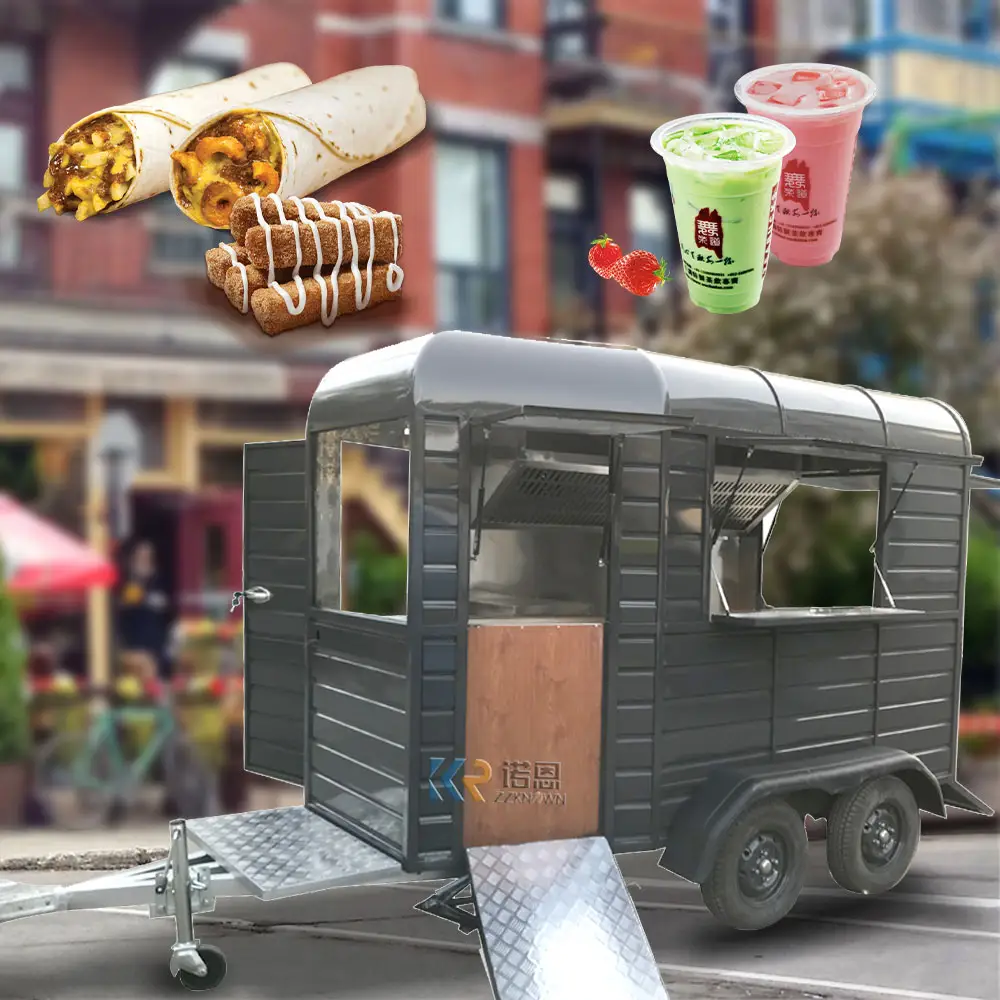 10 फुट मोबाइल स्ट्रीट VIN बुलबुला चाय आइस क्रीम के साथ फास्ट फूड ट्रेलर गाड़ियां वेंडिंग गाड़ी रसोई कॉफी ट्रेलर के लिए बिक्री