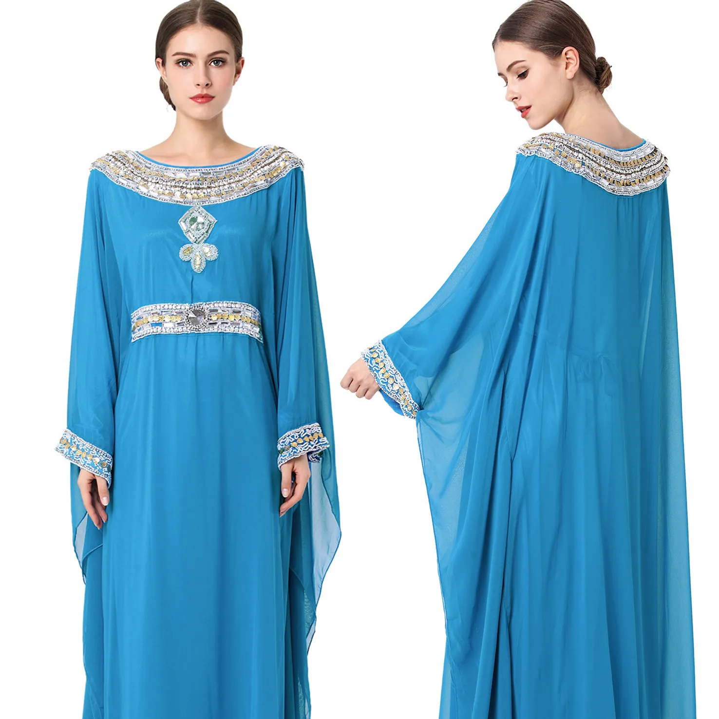 Vestido de Primavera de Ramadán para mujer, Túnica árabe musulmana de Oriente Medio bordada, Maxi vestidos de Turquía