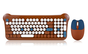 Venta al por mayor teclas redondas lindo 2,4 GHz BT teclado inalámbrico conjunto de ratón teclado inalámbrico y ratón combinado para ordenador PC - Product Image 5