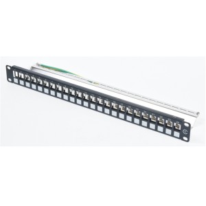 PANEL de parche blindado RJ45 STP, 19 '', 1U, 24 puertos, con conector de módulo CAT6A