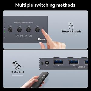OEM ODM USB 3.0スイッチャー4ポートキーボードマウススキャナープリンターリモートケーブル4コンピュータ4デバイスの在庫 - Product Image 2