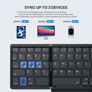 New Portable Mini Three Folding BT <strong>Keyboard</strong> Wireless Foldable Touchpad Keypad for <strong>IOS</strong> Android Windows ipad Tablet - Product Image 3