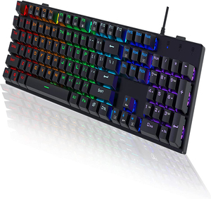 舒适安静的按键，带RGB 104按键超薄发光二极管背光USB有线蓝色开关机械游戏键盘 - Product Image 1