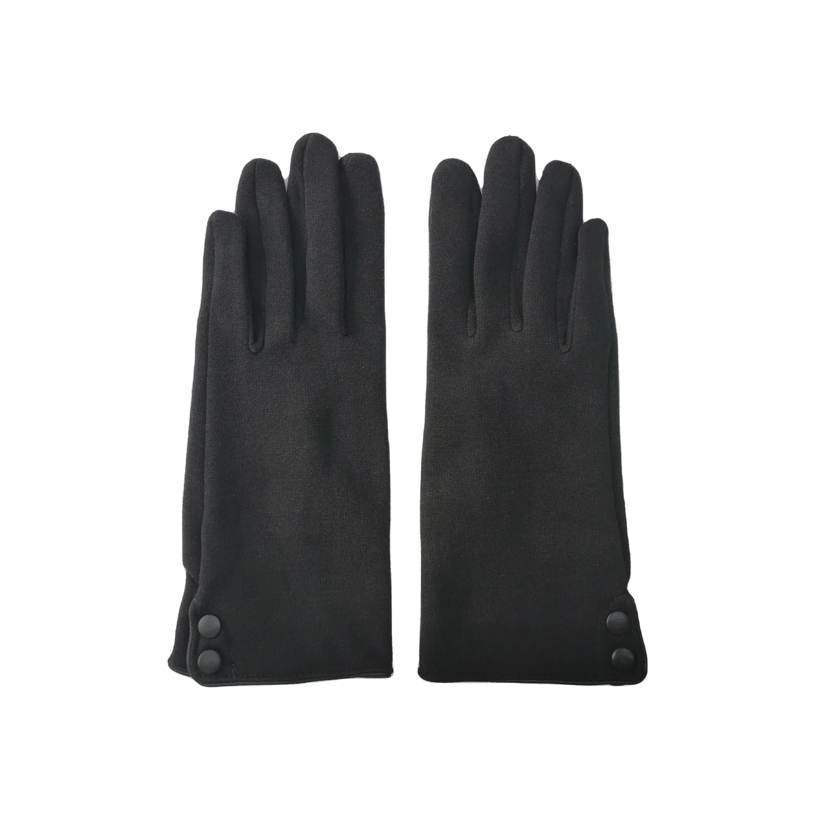 Fashion Touch Screen Outdoor Sports Women Warm Cotton with leather trim button gloves