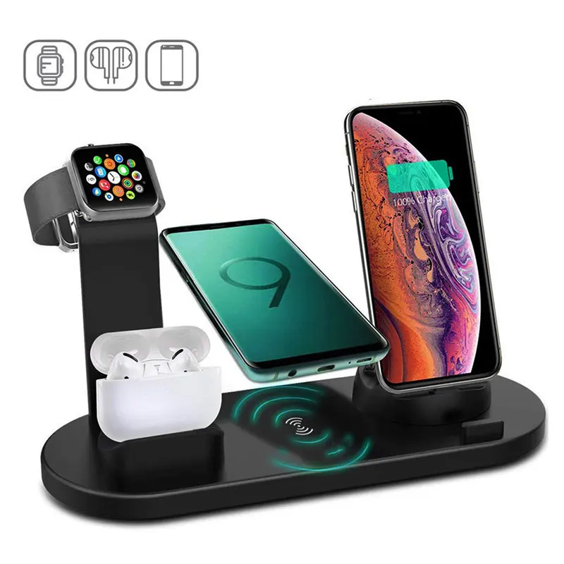 2021 Nieuw Houder Telefoon Populaire Multifunctionele 6 In1 4 In 1 Draadloze Oplader Snel Opladen Dock Stand Desktop Laadstation