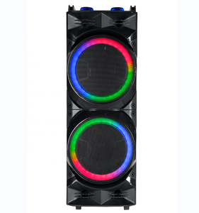 Dual 12 Inch Active Wooden Portable Party Audio <strong>System</strong> with RGB LED Lighting USB AUX FM <strong>Function</strong> 80W Battery Karaoke Woofers
