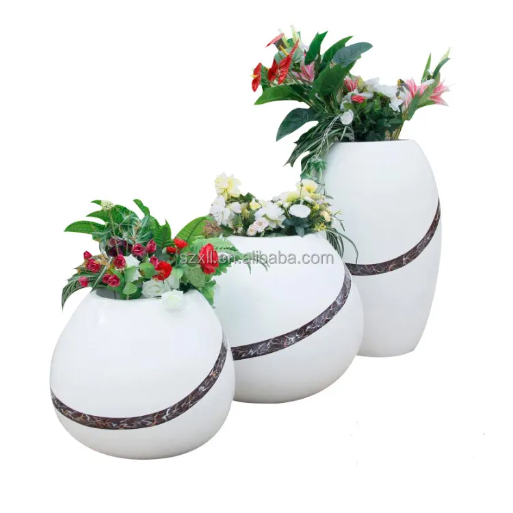 Vaso de flores nórdico para plantio, vaso de plantas brancas em fibra de vidro para decoração