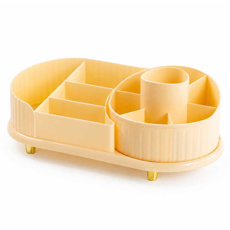 Yellow desktop rotating storage box