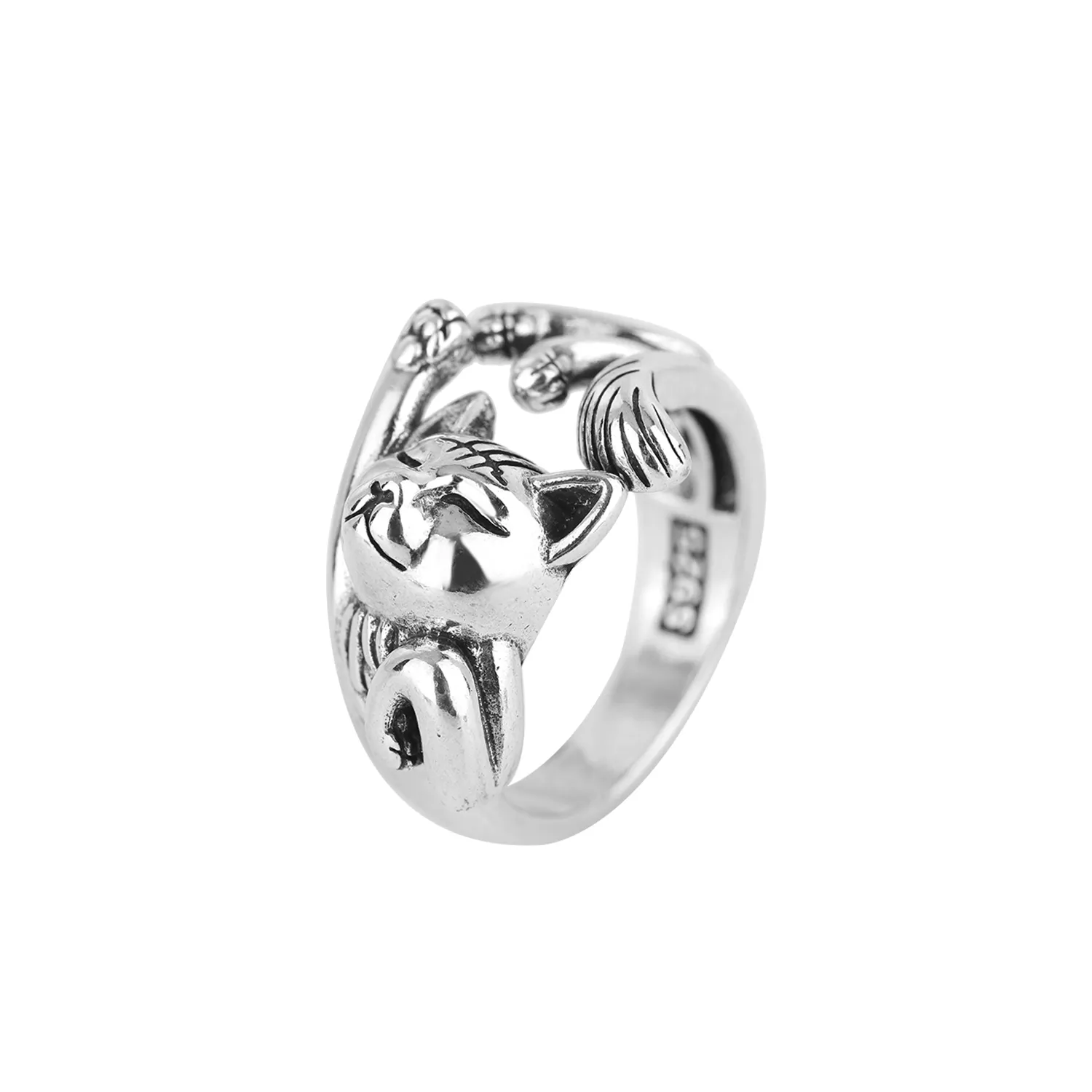 Винтажное популярное кольцо с животными с регулируемым открытием, Европейское и американское кольцо с кошкой, модные украшения