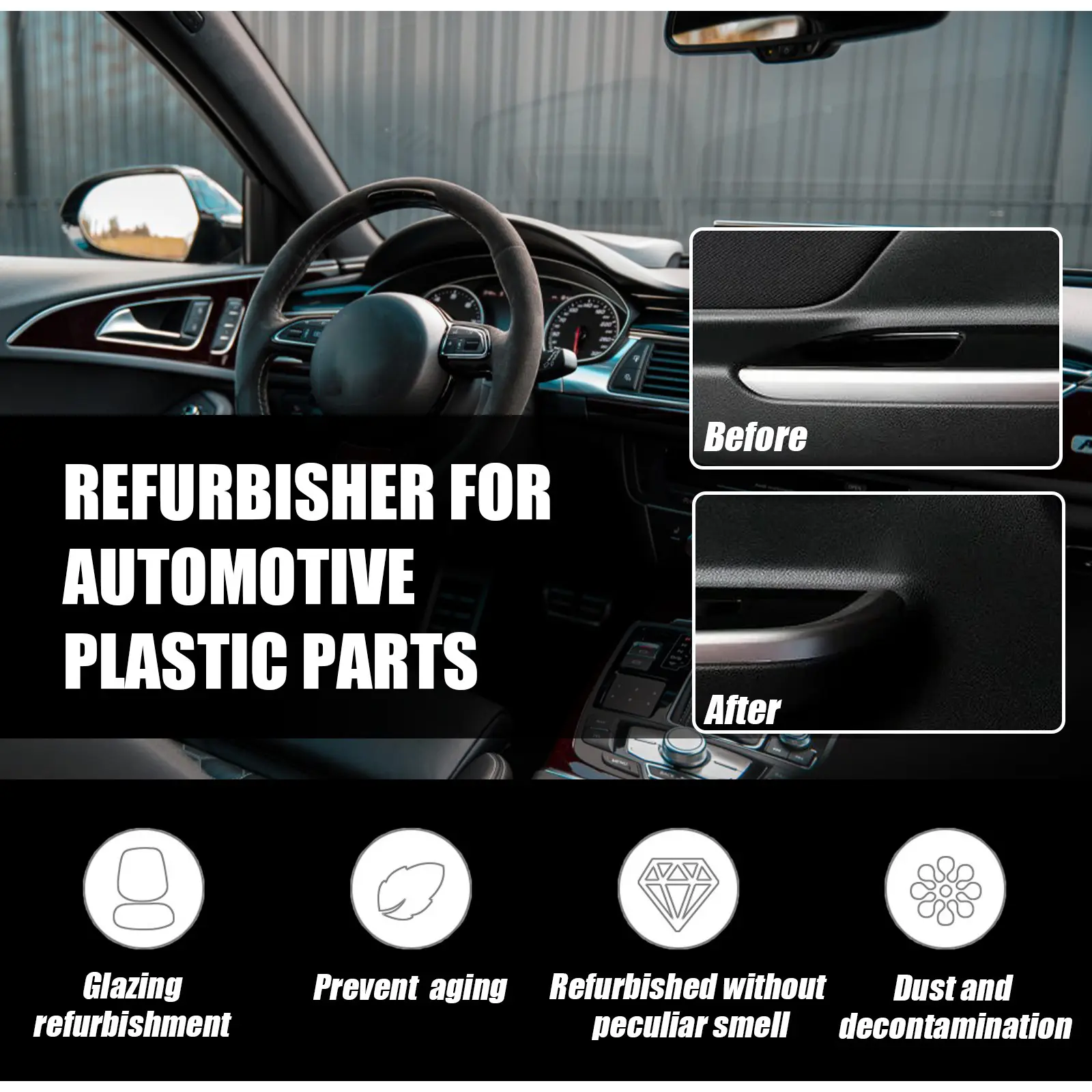 30Ml Auto Plastic Renovatie Agent Auto Interieur Onderhoud Vernieuwen Dashboard Polijsten Spray Plastic Herstelmiddel