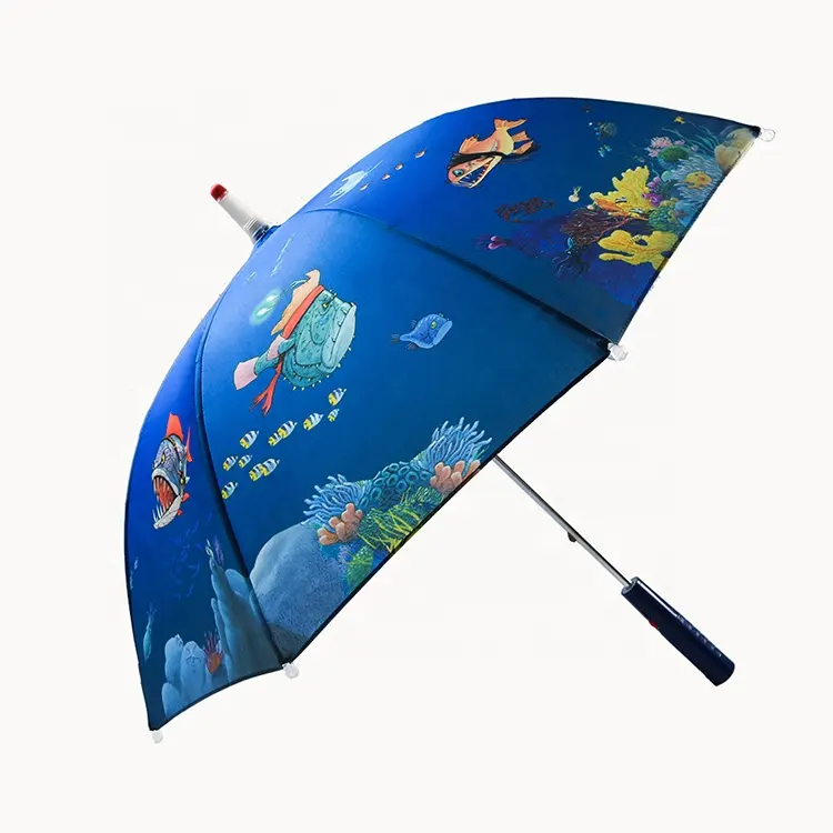 Customize logo prints hot sale LED umbrella with shining light for kids