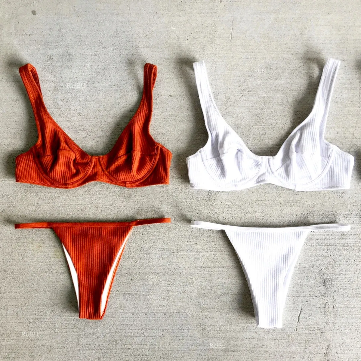 MISSADOLA-Conjunto de Bikini de dos piezas, traje de baño de dos piezas con textura, Color puro