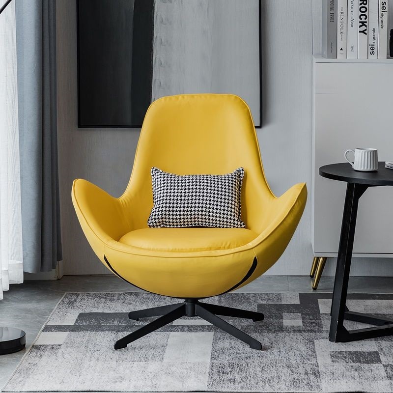 360 rotation-lemon yellow microfiber leather + foot pedal