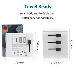 Adaptador de enchufe múltiple para viaje, adaptador Universal portátil tipo c con USB Dual - Product Image 6