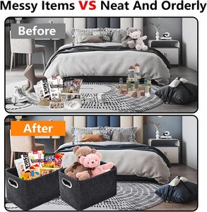 Cảm thấy hộp lưu trữ có thể gập lại ngăn kéo bé vải giặt đồ chơi tổ chức Lưu trữ giỏ với khoen xử lý cho kệ - Product Image 4