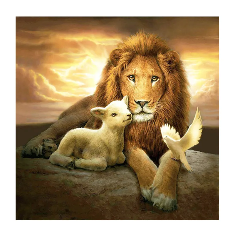 Diy diamante pintura lienzo impresiones animales León 5D personalizado diamante pintura taladro completo Ab taladro arte manualidades Kit para adultos