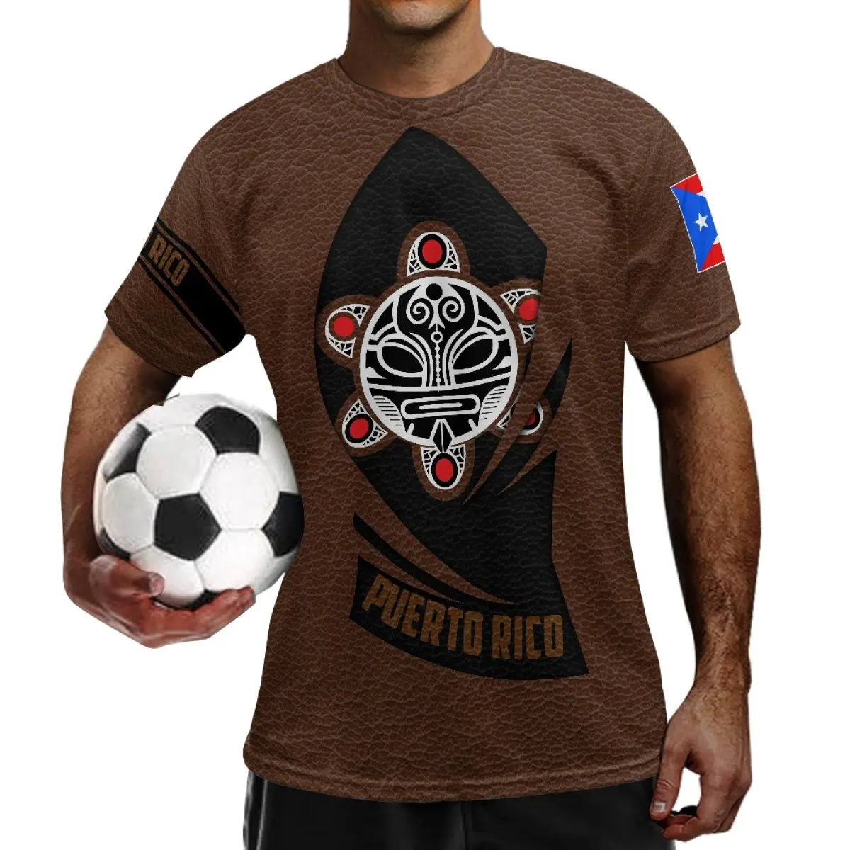 Puerto Rico Fußball tragen Trikot Fußball Uniform Fitness Print On Demand Sport T-Shirts für Männer Stilvolle Polyester Kurzarm